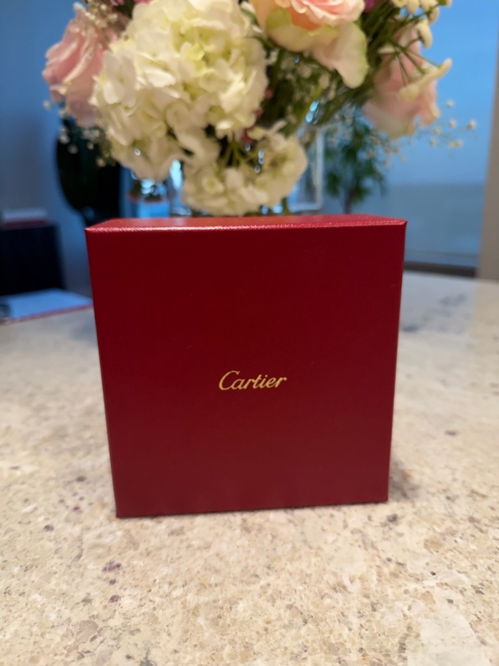 Cartier Red and Gold Logo Jewelry Box